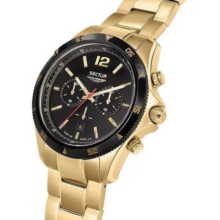 Orologio da uomo Sector 650 cronografo tono oro acciaio inossidabile quadrante nero quarzo R3273631002 100M