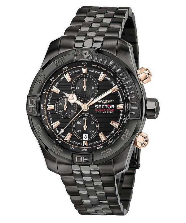 Orologio da uomo Sector Diving Team Cronografo quadrante nero al quarzo Diver R3273635003 300M