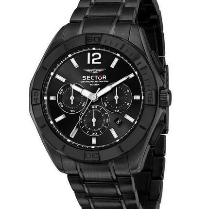 Orologio da uomo Sector 790 cronografo quadrante nero in acciaio inossidabile al quarzo R3273631004 100M
