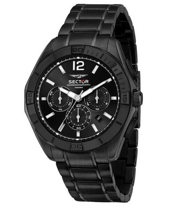Orologio da uomo Sector 790 cronografo quadrante nero in acciaio inossidabile al quarzo R3273631004 100M