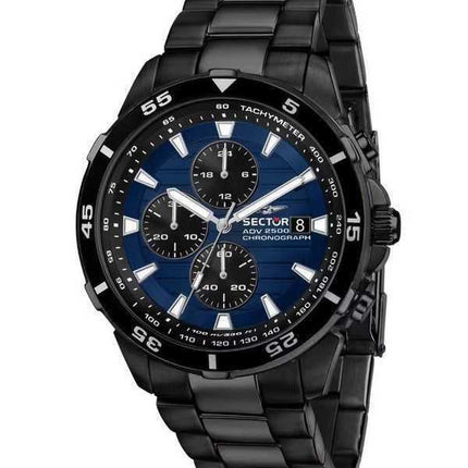 Orologio da uomo Sector ADV2500 cronografo in acciaio inossidabile con quadrante blu al quarzo R3273643001 100M