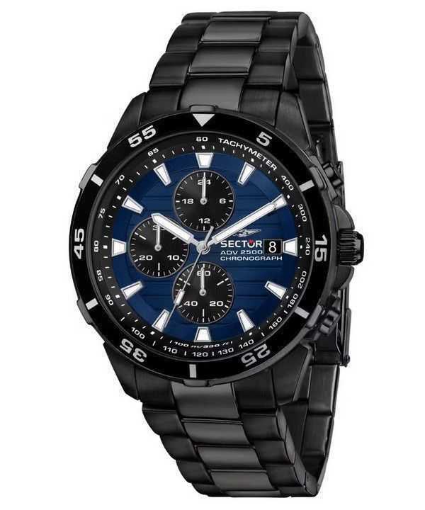 Orologio da uomo Sector ADV2500 cronografo in acciaio inossidabile con quadrante blu al quarzo R3273643001 100M