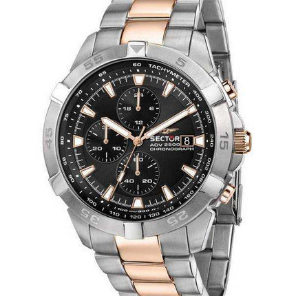 Orologio da uomo Sector ADV2500 cronografo quadrante nero bicolore in acciaio inossidabile al quarzo R3273643002 100M