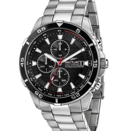 Orologio da uomo Sector ADV2500 cronografo in acciaio inossidabile con quadrante nero al quarzo R3273643003 100M