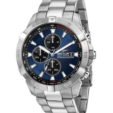 Orologio da uomo Sector ADV2500 cronografo quadrante blu in acciaio inossidabile al quarzo R3273643004 100M