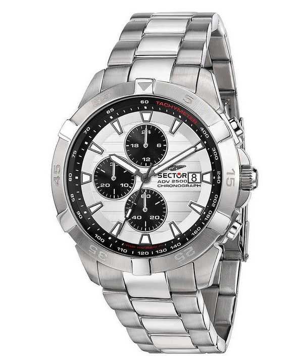 Orologio da uomo Sector ADV2500 cronografo in acciaio inossidabile con quadrante bianco al quarzo R3273643005 100M