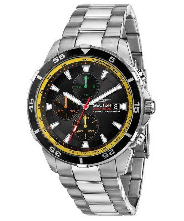 Orologio da uomo Sector ADV2500 cronografo quadrante nero in acciaio inossidabile al quarzo R3273643006 100M