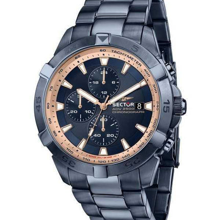 Orologio da uomo Sector ADV2500 cronografo in acciaio inossidabile con quadrante blu al quarzo R3273643007 100M
