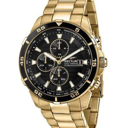 Orologio da uomo Sector ADV2500 cronografo tono oro acciaio inossidabile quadrante nero quarzo R3273643008 100M