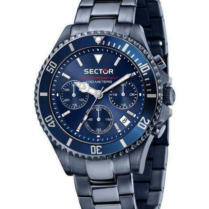 Orologio da uomo Sector 230 Cronografo quadrante blu scuro in acciaio inossidabile al quarzo R3273661026 100M