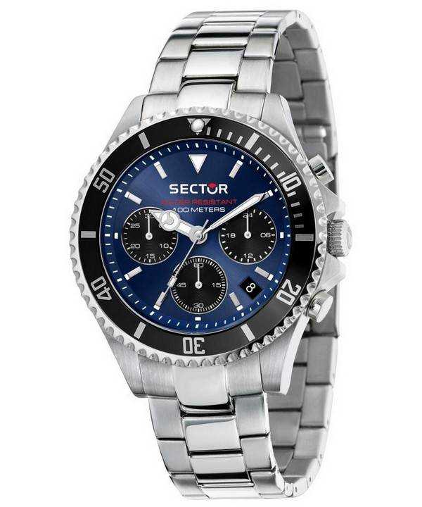 Orologio da uomo Sector 230 Cronografo quadrante blu in acciaio inossidabile al quarzo R3273661027 100M