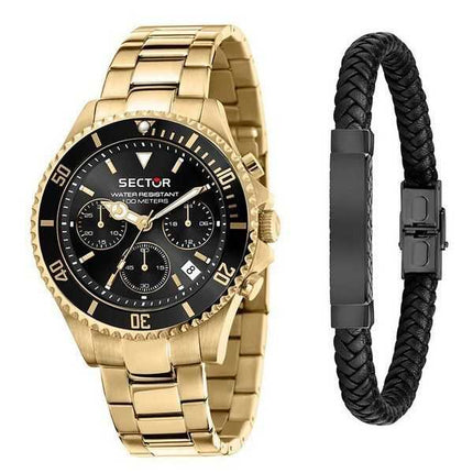Sector 230 oro metallizzato multifunzione quadrante nero quarzo R3273661028 100M orologio da uomo con set regalo