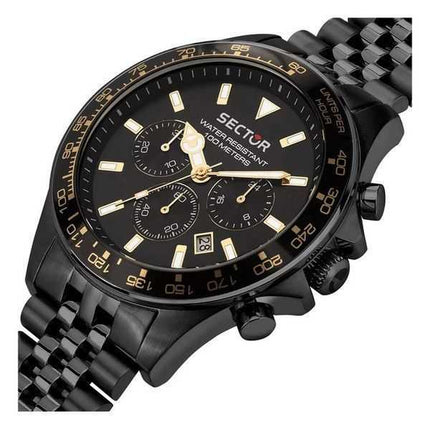 Orologio da uomo Sector 230 cronografo in acciaio inossidabile con quadrante nero al quarzo R3273661029 100M