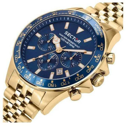 Orologio da uomo Sector 230 cronografo tono oro acciaio inossidabile quadrante blu quarzo R3273661030 100M