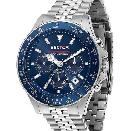 Orologio da uomo Sector 230 cronografo in acciaio inossidabile con quadrante blu al quarzo R3273661032 100M