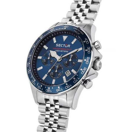 Orologio da uomo Sector 230 cronografo in acciaio inossidabile con quadrante blu al quarzo R3273661032 100M
