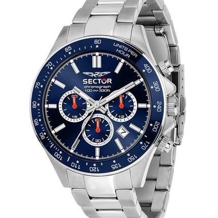 Sector 230 Cronografo Acciaio Inossidabile Quadrante Blu Sunray Quarzo R3273661037 100M Orologio da Uomo