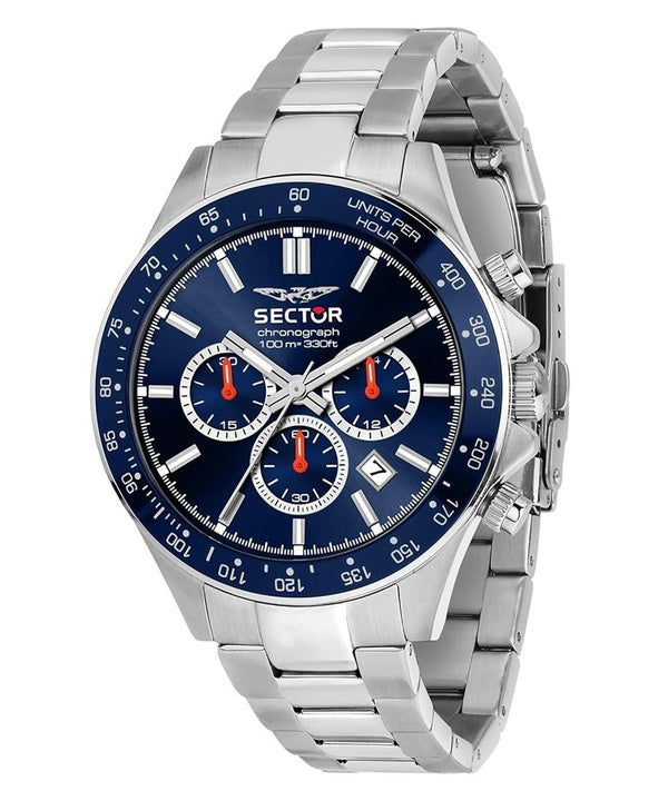 Sector 230 Cronografo Acciaio Inossidabile Quadrante Blu Sunray Quarzo R3273661037 100M Orologio da Uomo