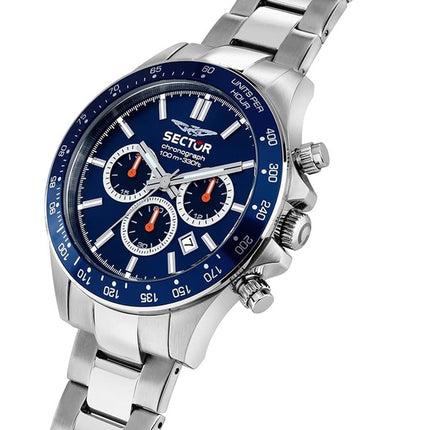 Sector 230 Cronografo Acciaio Inossidabile Quadrante Blu Sunray Quarzo R3273661037 100M Orologio da Uomo