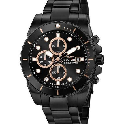 Orologio da uomo Sector 450 cronografo in acciaio inossidabile con quadrante nero al quarzo R3273776005 100M
