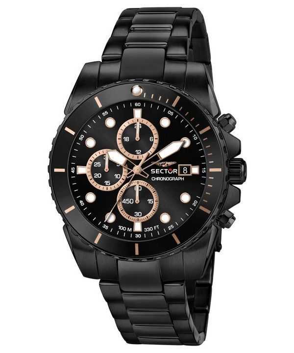 Orologio da uomo Sector 450 cronografo in acciaio inossidabile con quadrante nero al quarzo R3273776005 100M