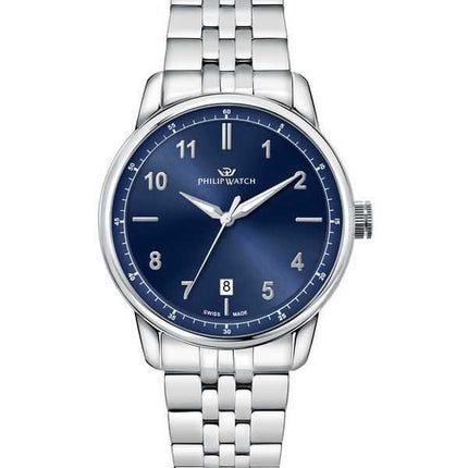 Orologio da uomo Philip Watch Swiss Made Anniversary in acciaio inossidabile quadrante blu al quarzo R8253150010 100M
