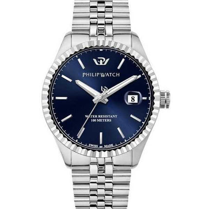 Orologio da uomo Philip Watch Swiss Made Caribe Urban in acciaio inossidabile quadrante blu al quarzo R8253597077 100M