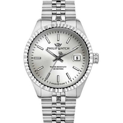 Orologio da uomo Philip Watch Swiss Made Caribe Urban in acciaio inossidabile quadrante argento al quarzo R8253597083 100M
