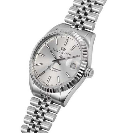 Orologio da uomo Philip Watch Swiss Made Caribe Urban in acciaio inossidabile quadrante argento al quarzo R8253597083 100M
