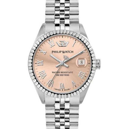 Philip Watch Swiss Made Caribe acciaio inossidabile quadrante rosa quarzo R8253597578 orologio da donna 100M