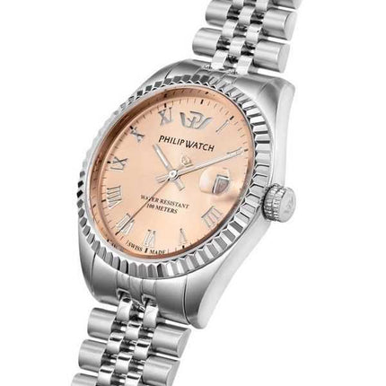 Philip Watch Swiss Made Caribe acciaio inossidabile quadrante rosa quarzo R8253597578 orologio da donna 100M