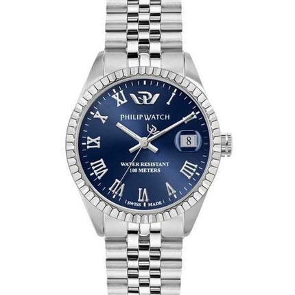 Philip Watch Swiss Made Caribe Urban acciaio inossidabile quadrante blu Sunray orologio da donna al quarzo R8253597585 100M
