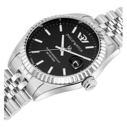 Philip Watch Swiss Made Caribe Urban acciaio inossidabile quadrante nero Sunray orologio da donna al quarzo R8253597586 100M