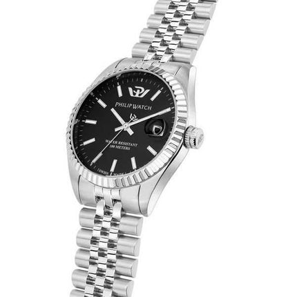 Philip Watch Swiss Made Caribe Urban acciaio inossidabile quadrante nero Sunray orologio da donna al quarzo R8253597586 100M