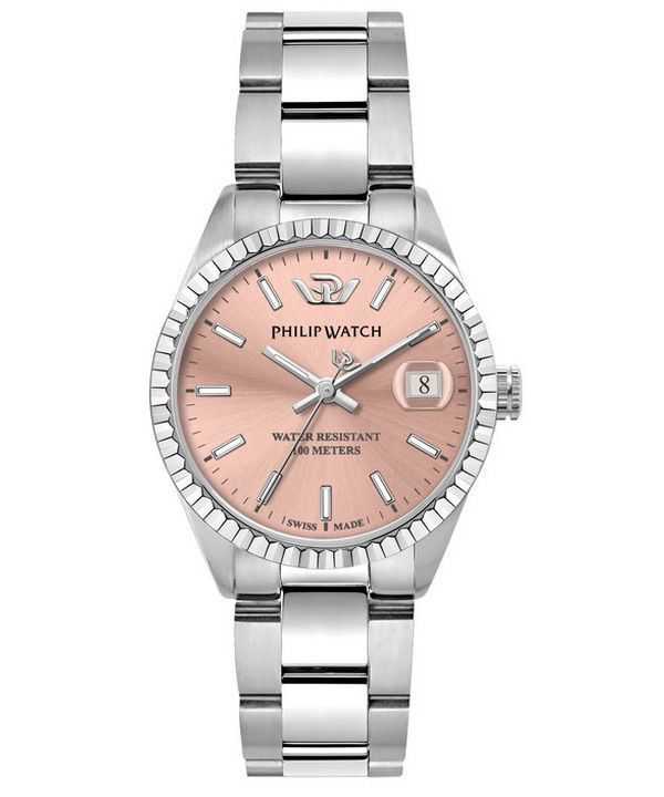 Philip Watch Swiss Made Caribe Urban acciaio inossidabile quadrante rosa orologio da donna al quarzo R8253597587 100M