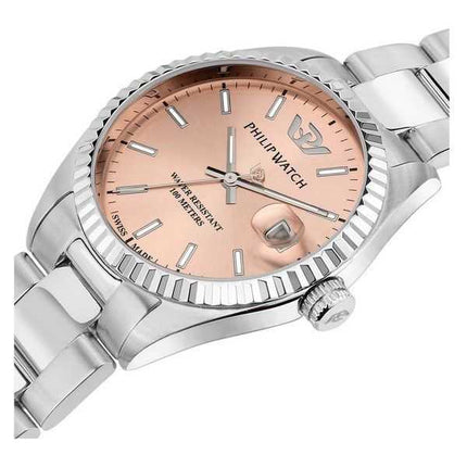 Philip Watch Swiss Made Caribe Urban acciaio inossidabile quadrante rosa orologio da donna al quarzo R8253597587 100M