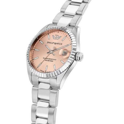 Philip Watch Swiss Made Caribe Urban acciaio inossidabile quadrante rosa orologio da donna al quarzo R8253597587 100M