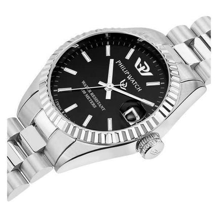 Philip Watch Swiss Made Caribe Urban acciaio inossidabile quadrante nero Sunray orologio da donna al quarzo R8253597589 100M