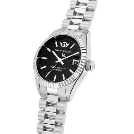 Philip Watch Swiss Made Caribe Urban acciaio inossidabile quadrante nero Sunray orologio da donna al quarzo R8253597589 100M