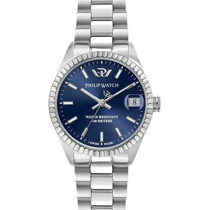 Philip Watch Swiss Made Caribe Urban acciaio inossidabile quadrante blu Sunray orologio da donna al quarzo R8253597590 100M