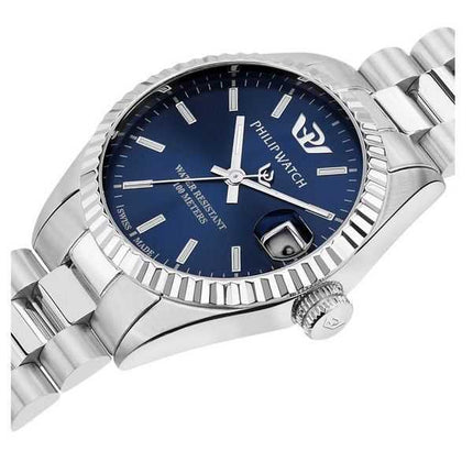 Philip Watch Swiss Made Caribe Urban acciaio inossidabile quadrante blu Sunray orologio da donna al quarzo R8253597590 100M