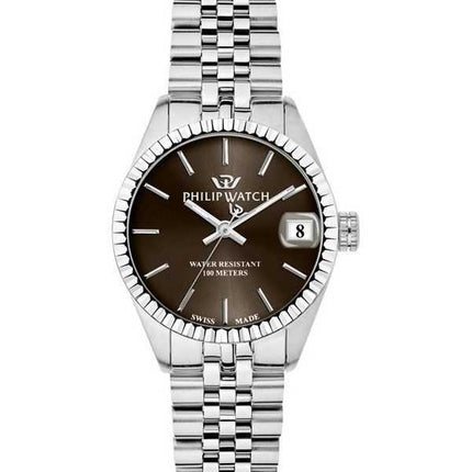 Philip Watch Swiss Made Caribe Urban Acciaio inossidabile Marrone Sunray Dial Quartz R8253597612 Orologio da donna 100M