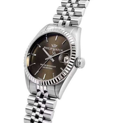 Philip Watch Swiss Made Caribe Urban Acciaio inossidabile Marrone Sunray Dial Quartz R8253597612 Orologio da donna 100M