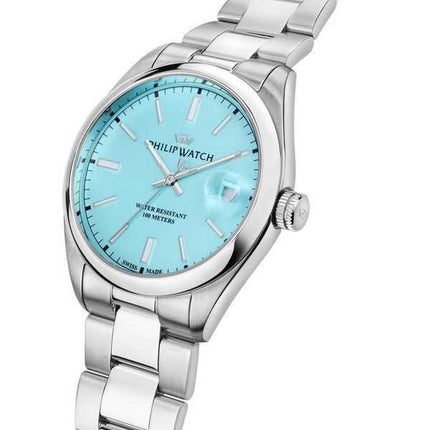 Philip Watch Swiss Made Caribe Urban acciaio inossidabile quadrante turchese orologio da uomo al quarzo R8253597642 100M