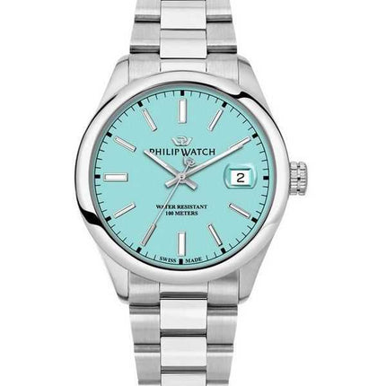 Philip Watch Swiss Made Caribe Urban acciaio inossidabile quadrante turchese orologio da uomo al quarzo R8253597642 100M