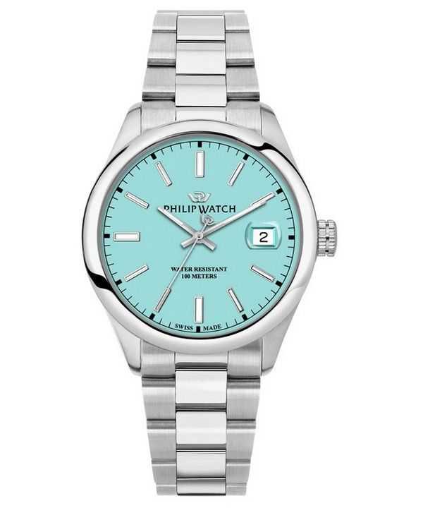 Philip Watch Swiss Made Caribe Urban acciaio inossidabile quadrante turchese orologio da uomo al quarzo R8253597642 100M