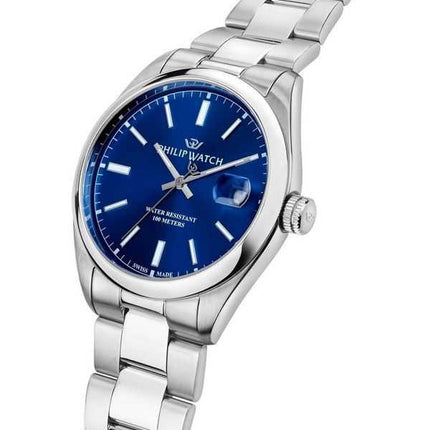 Orologio da uomo Philip Watch Swiss Made Caribe Urban in acciaio inossidabile quadrante blu Sunray al quarzo R8253597644 100M