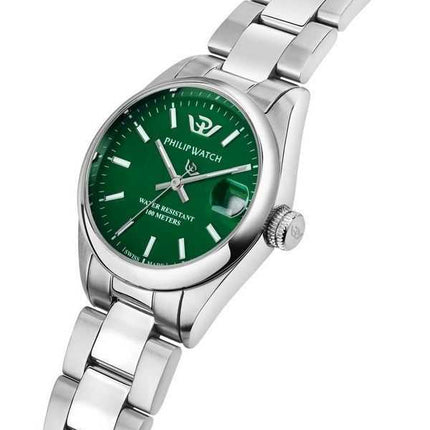 Orologio da uomo Philip Watch Swiss Made Caribe Urban in acciaio inossidabile quadrante verde al quarzo R8253597647 100M