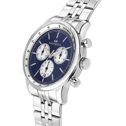 Philip Watch Swiss Made Anniversary Cronografo in acciaio inossidabile quadrante blu al quarzo R8273650004 Orologio da uomo 100M