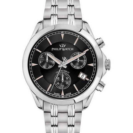 Philip Watch Swiss Made Blaze Cronografo in acciaio inossidabile quadrante nero al quarzo R8273665004 Orologio da uomo 100M